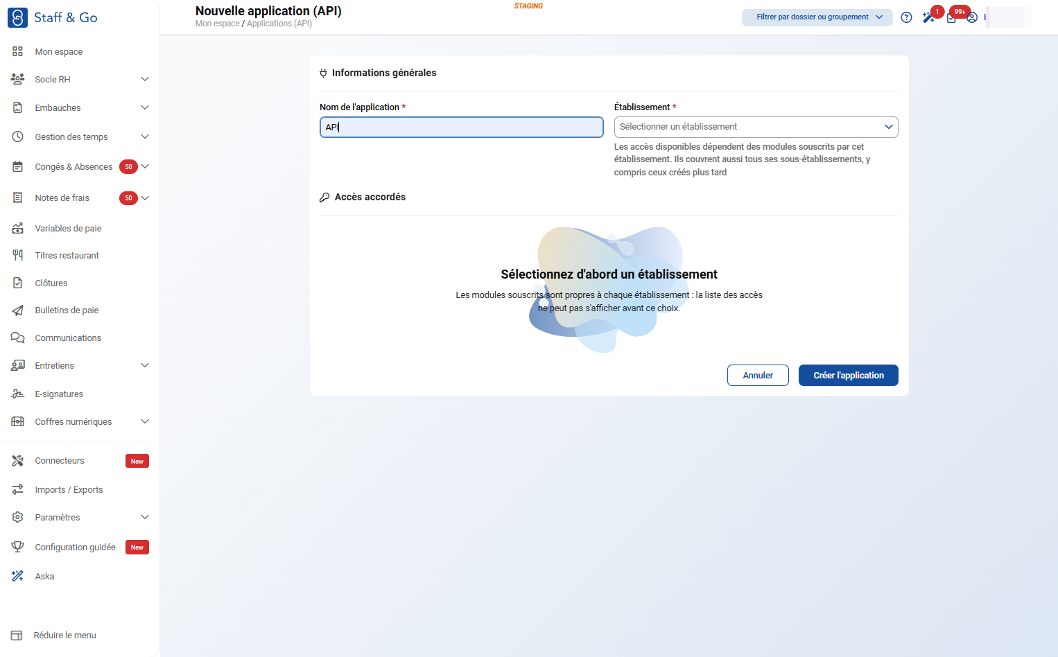 Saisir le Nom de l'application