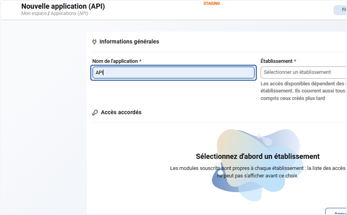 Saisir le Nom de l'application