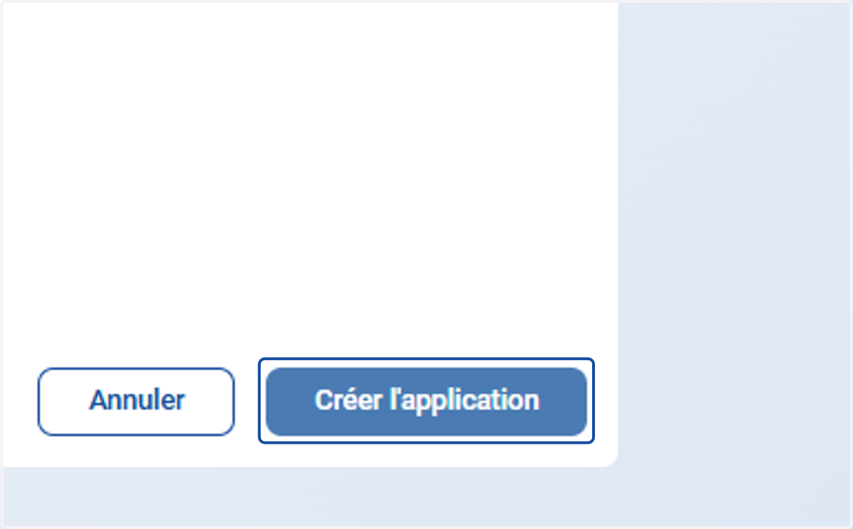 Cliquer sur Créer l'application