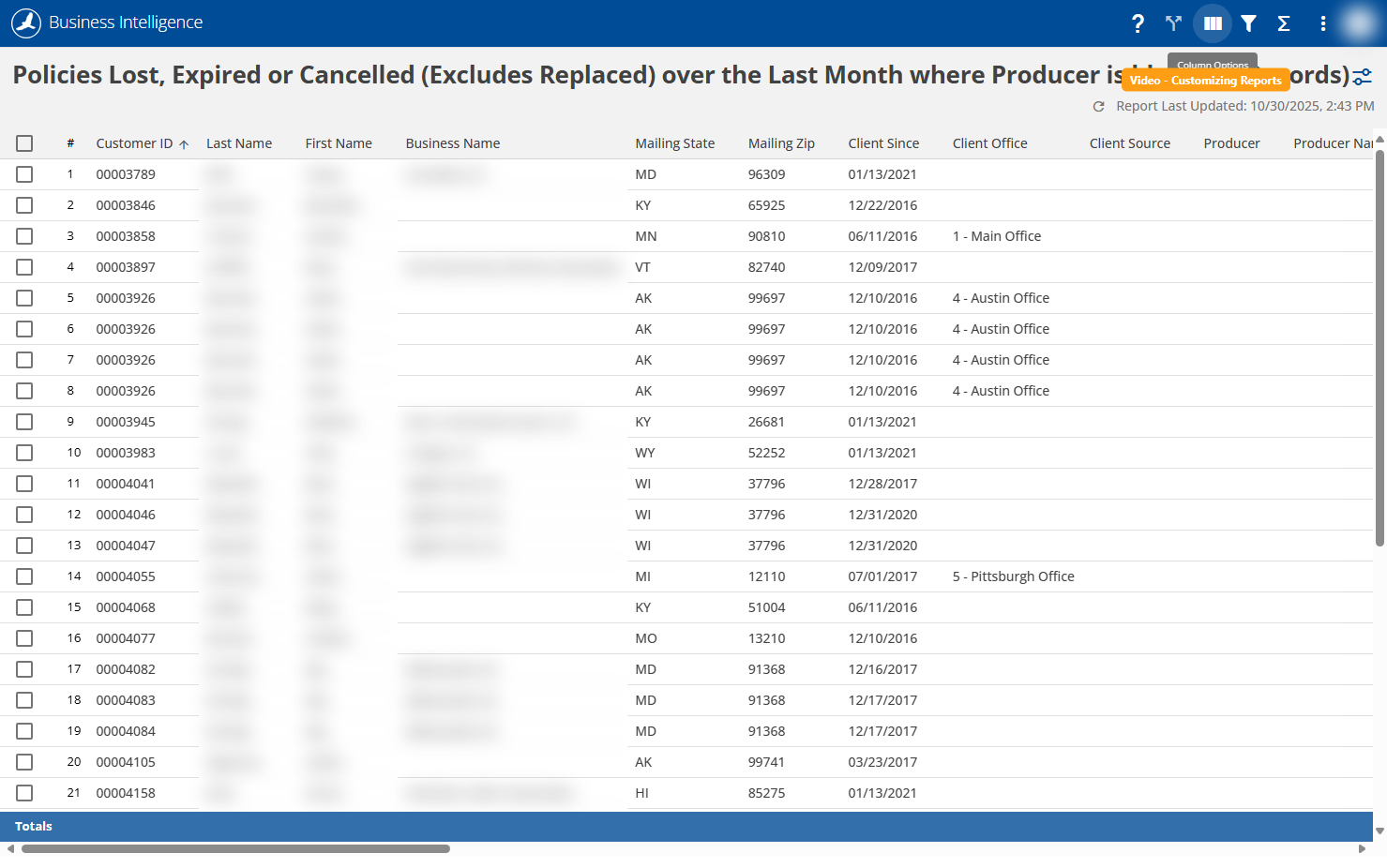 On the top-right corner, click on "Column Options"