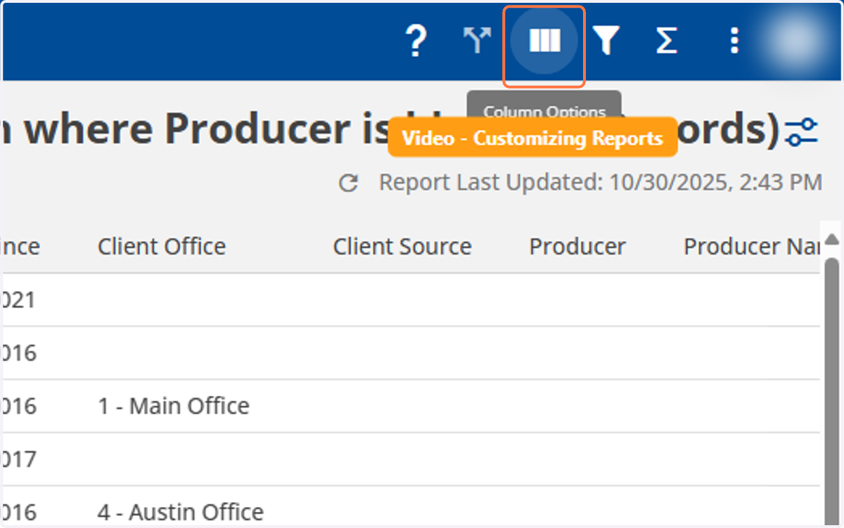 On the top-right corner, click on "Column Options"