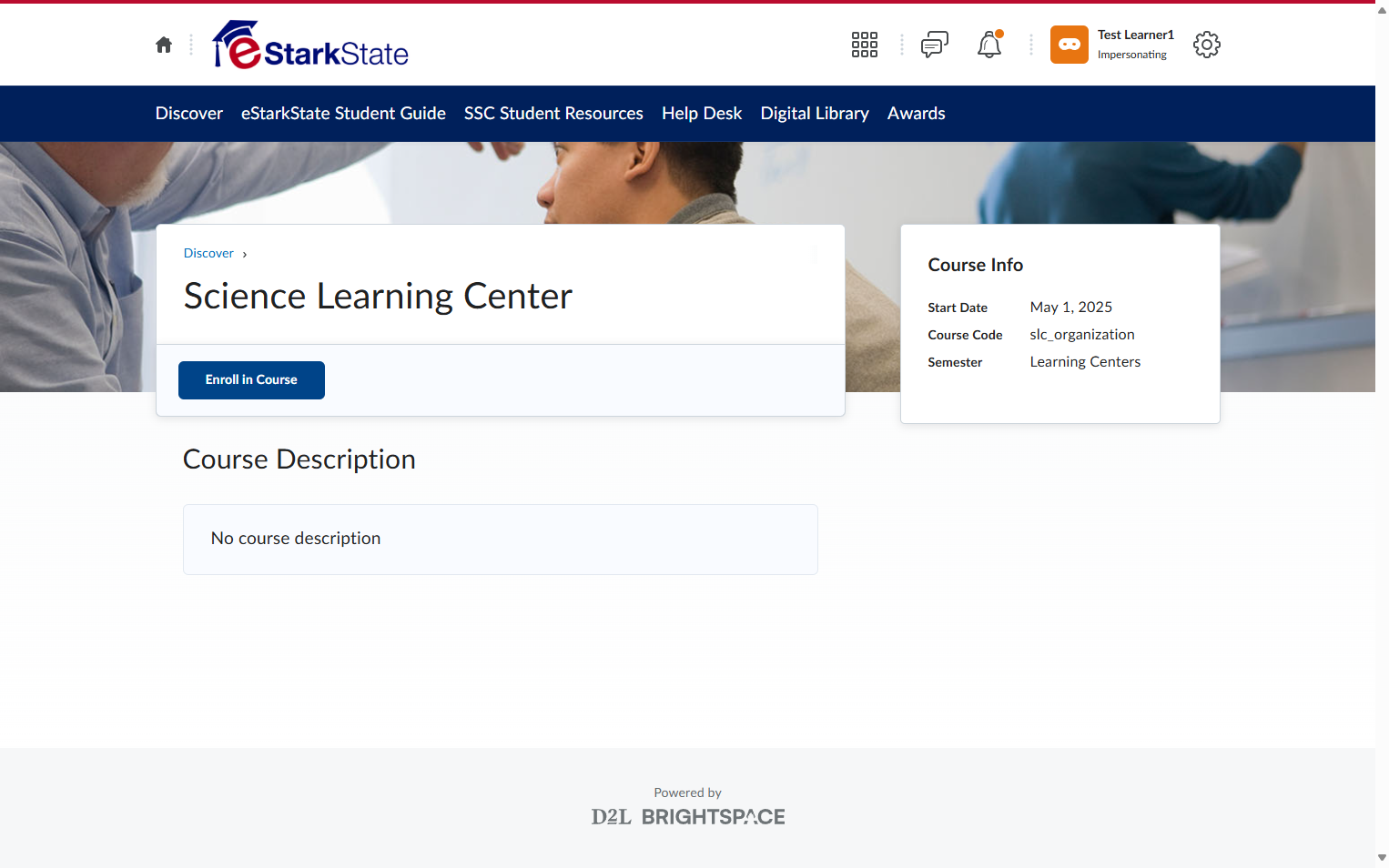 Click on Enroll in Course