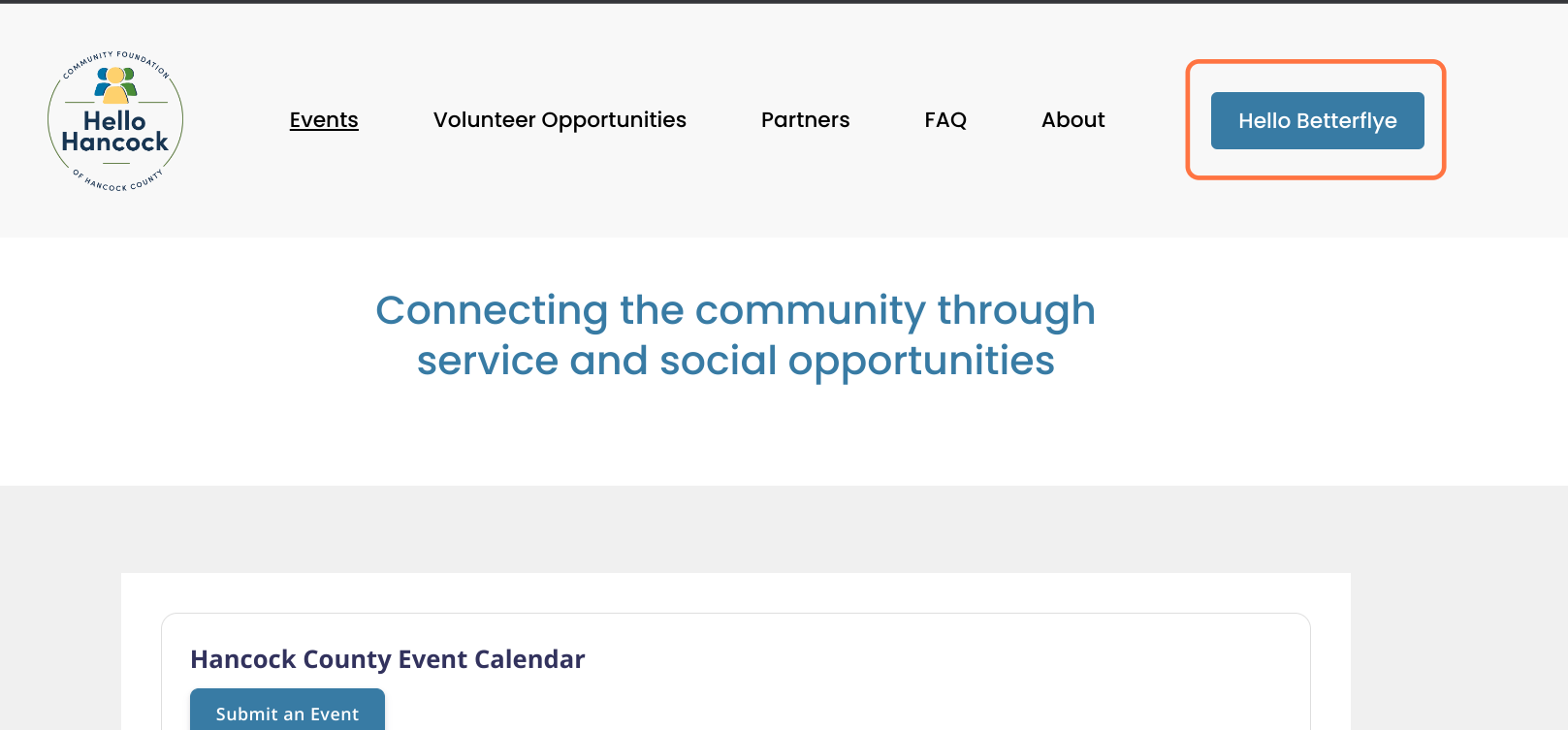 Click on the top right Button to access your organization hub's page