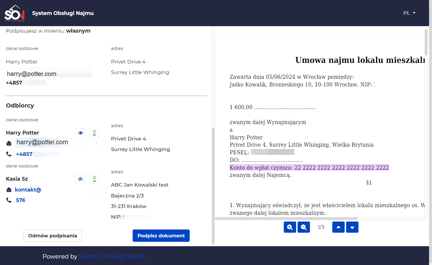 Osoby, które będą podpisywały umowę