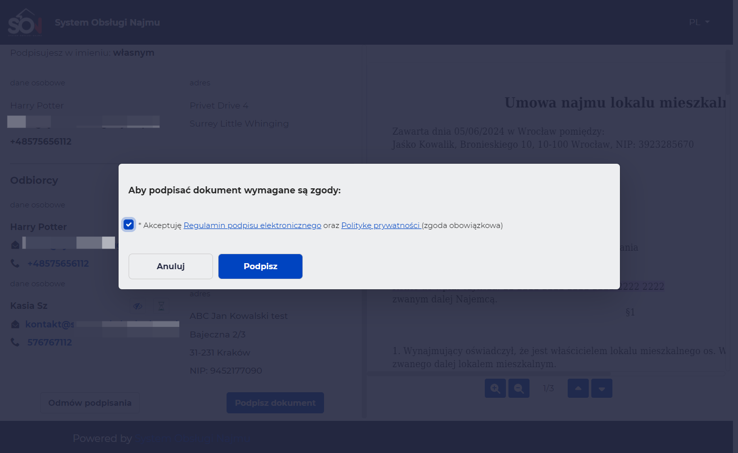 Akceptuje Regulamin podpisu elektronicznego oraz Politykę prywatności (zgoda obowiązkowa)