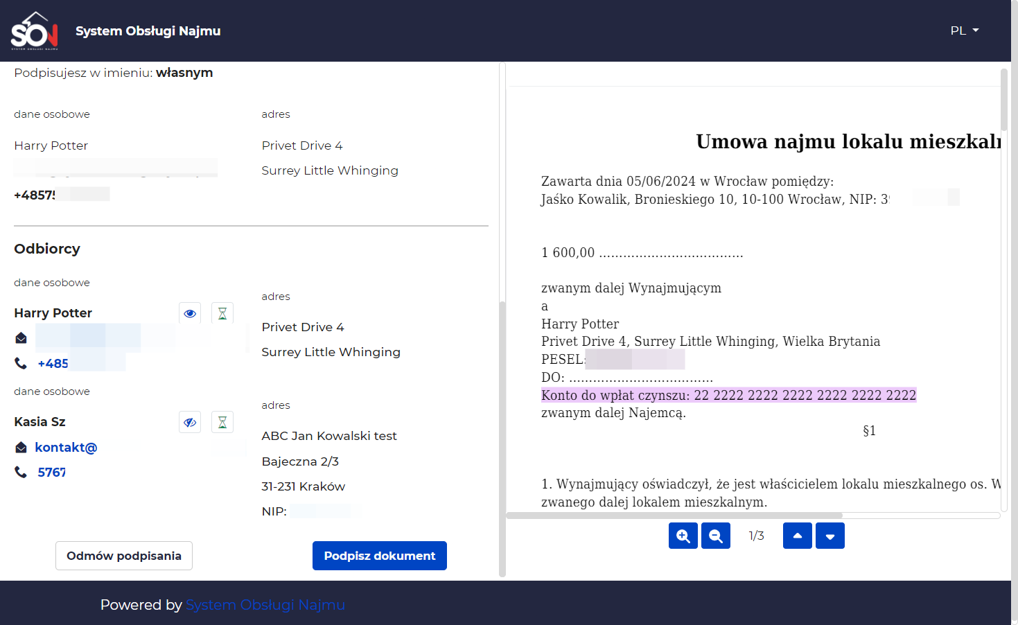 Najemca może zapoznać się z treścią mowy