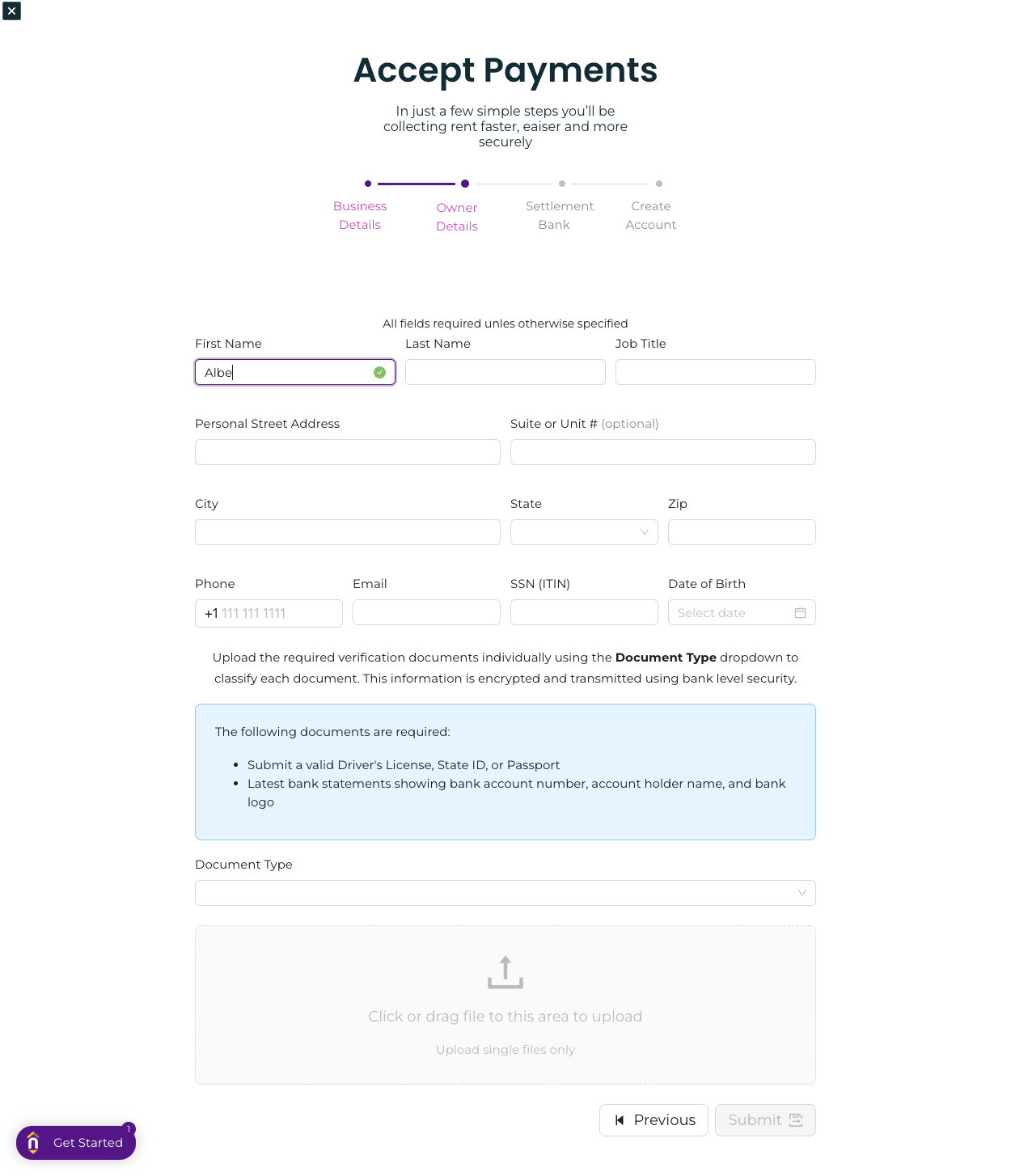Enter your Personal details