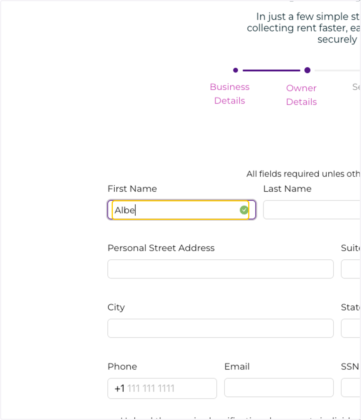 Enter your Personal details