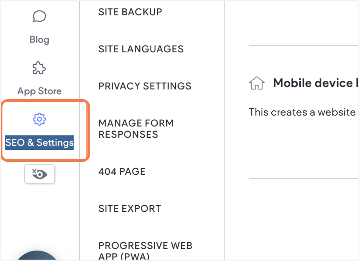 Click on SEO & Settings