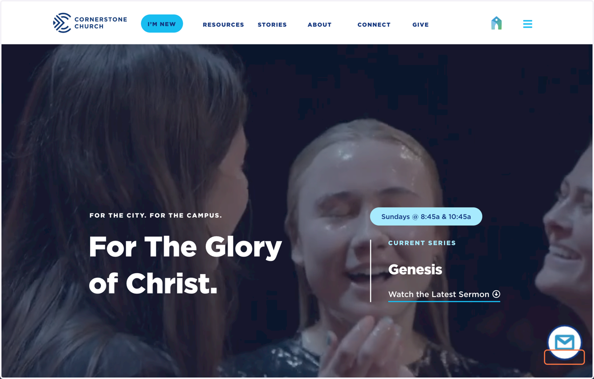 Go back to the cornerstonelife.com website, and look to the bottom right side. There will be a little "mail" icon. Click on that.