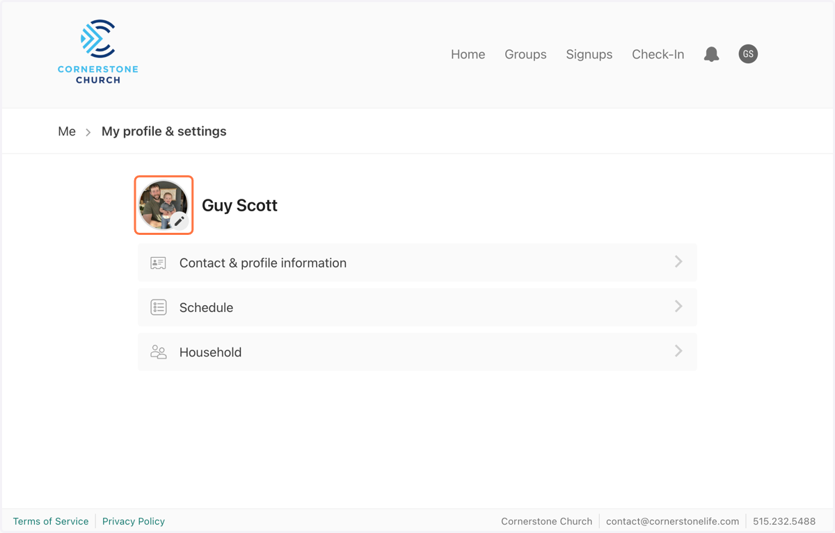 Make sure your picture is just showing YOU. This is an example of what you should NOT do, since it is not clear which person is "Guy Scott".