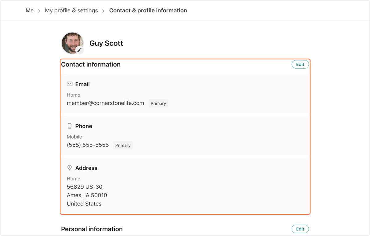 Look through the information already listed under "Contact Information". Make sure all of that is accurate and updated.