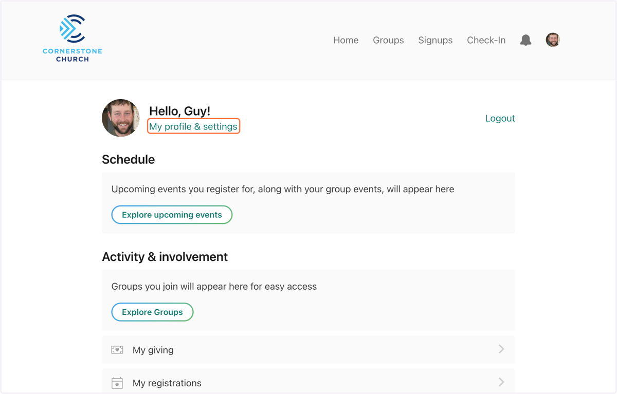 Click on "My profile & settings", then "Household".