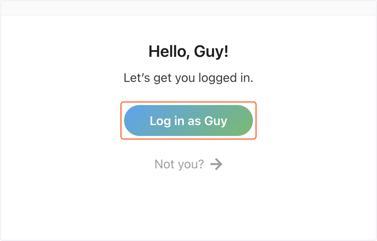 Your name should pop up. Click "Log in" once it does.