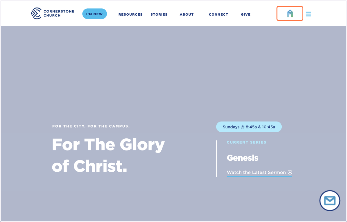 Go to cornerstonelife.com and click on the Church Center button.