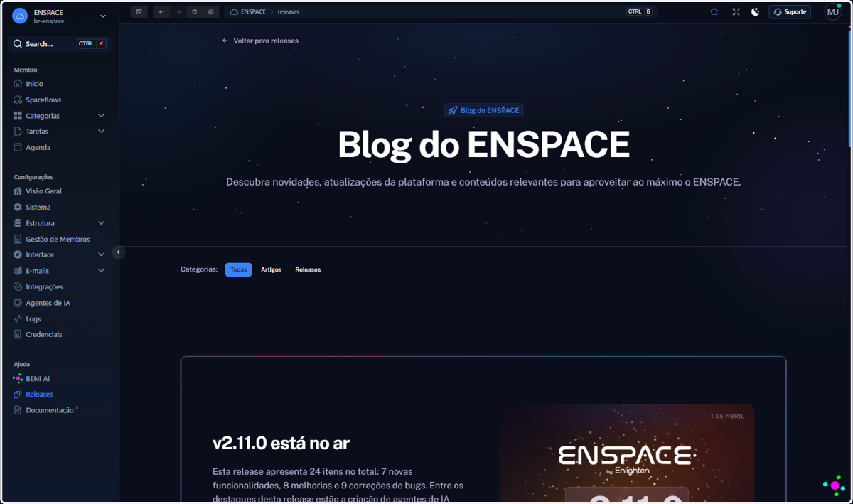 Neste momento, você será redirecionado ao Blog, onde poderá encontrar todos os outros posts de Releases
