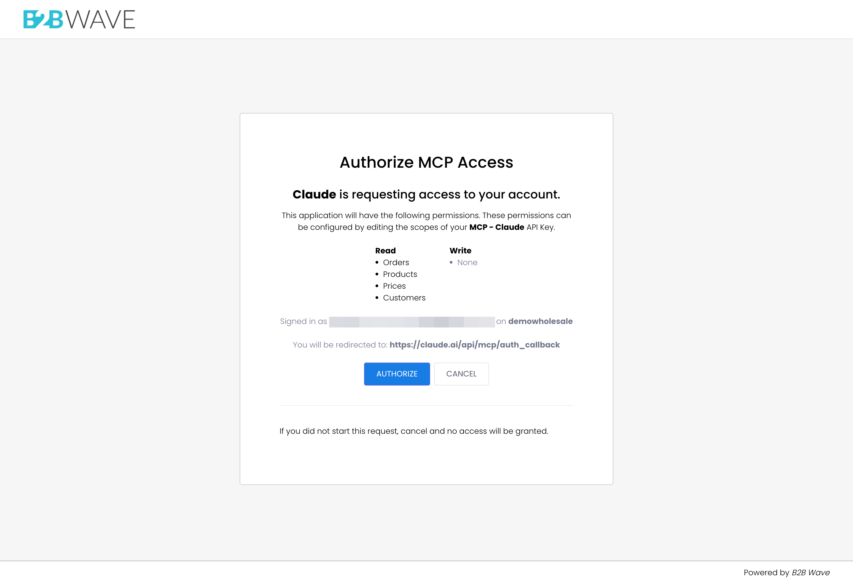 Click on AUTHORIZE
