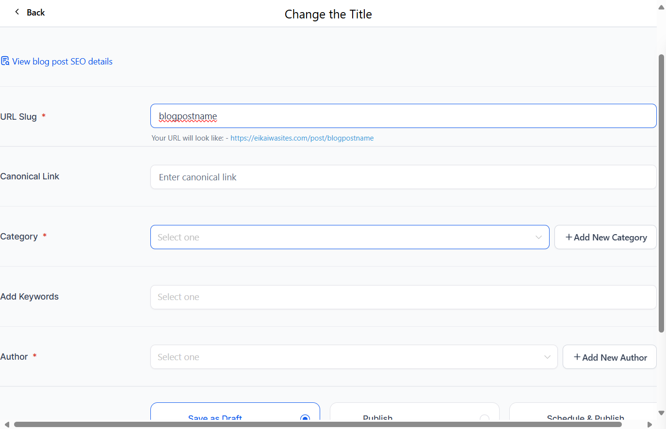 Select or add a Category