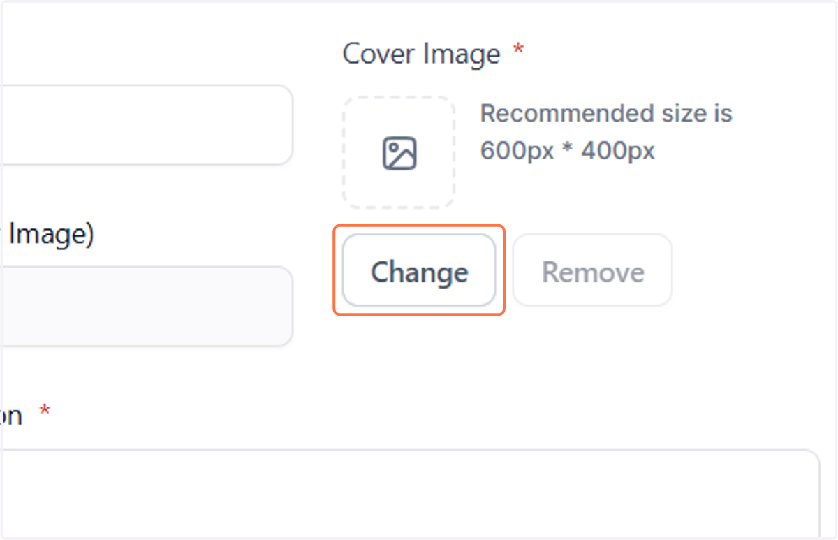 Click on Change to add a cover image