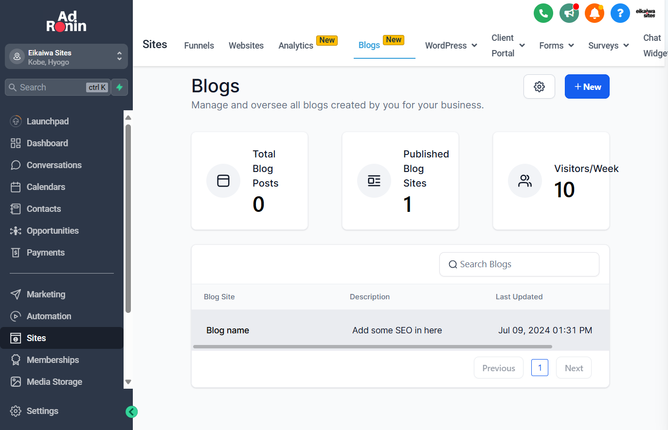 Click on the blog you wish to add to