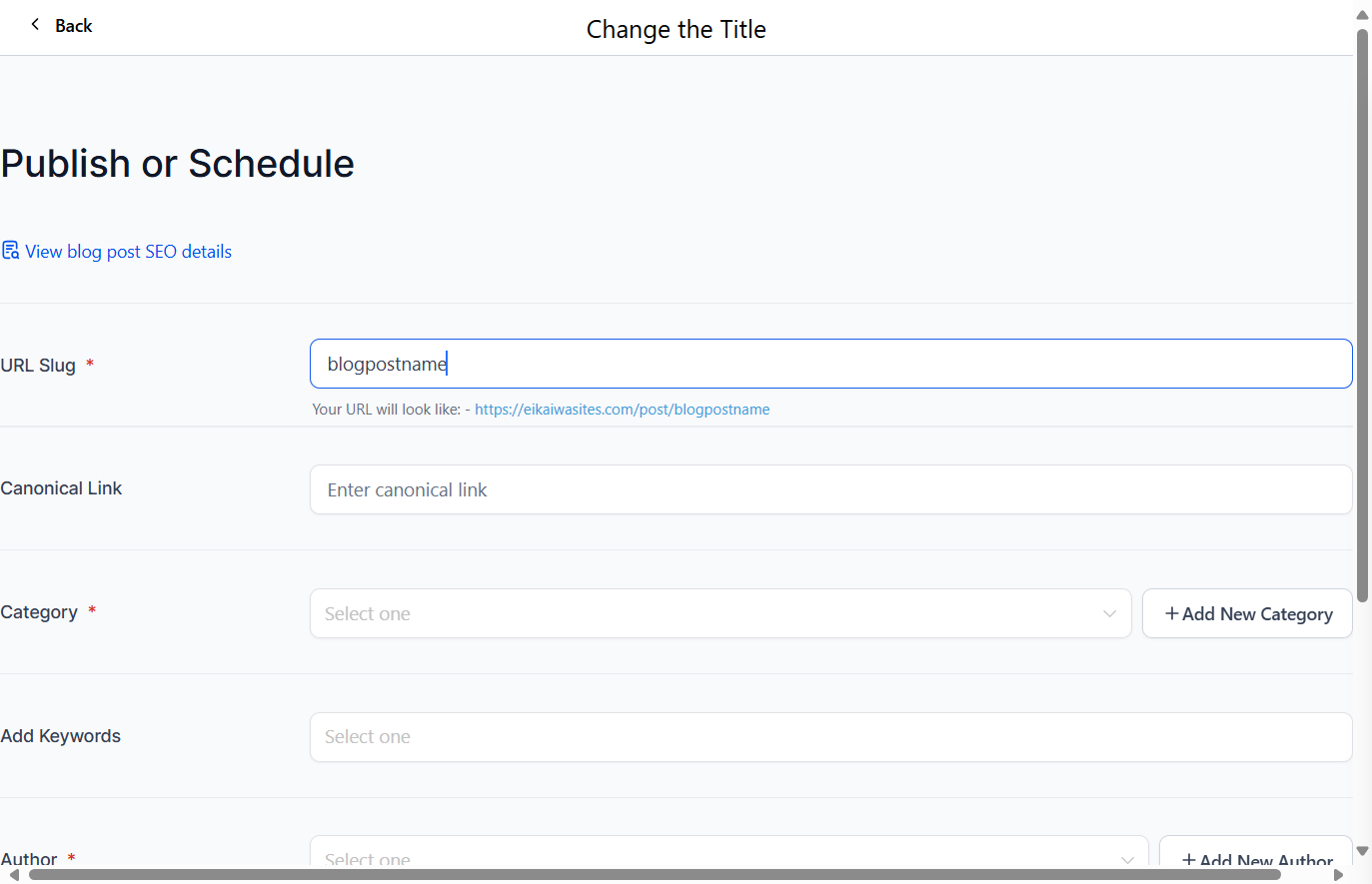 Add the URL slug. You can see a preview below