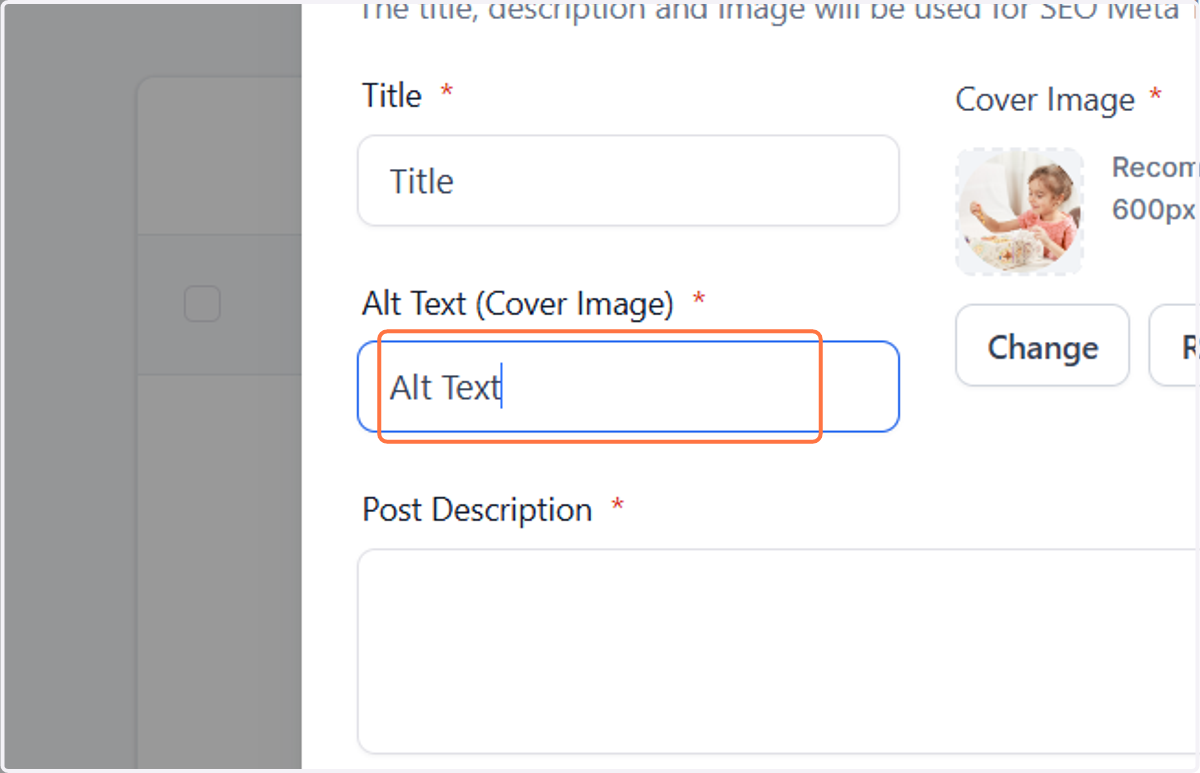 Add a keyword rich Alt Text for the cover image