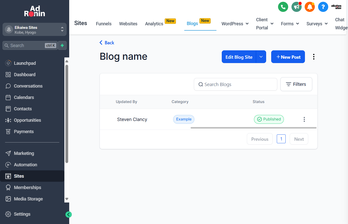 Find the blog post you wish to copy and drag this bar to the left