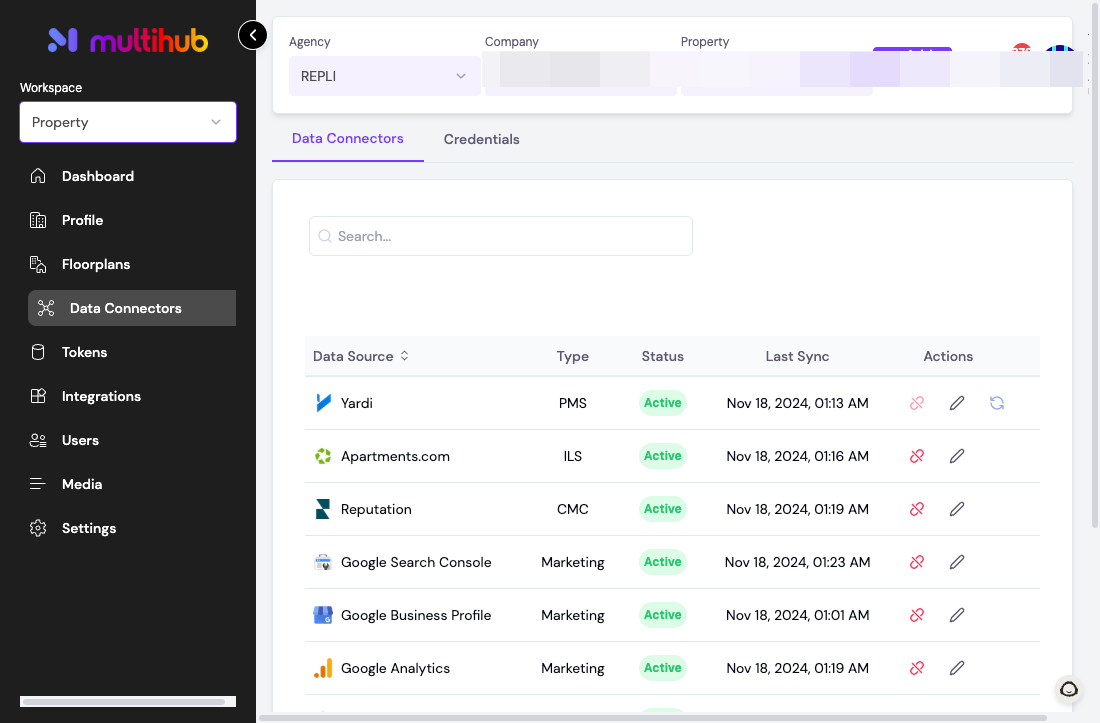 Navigate to the Company Workspace and click on Data Connectors