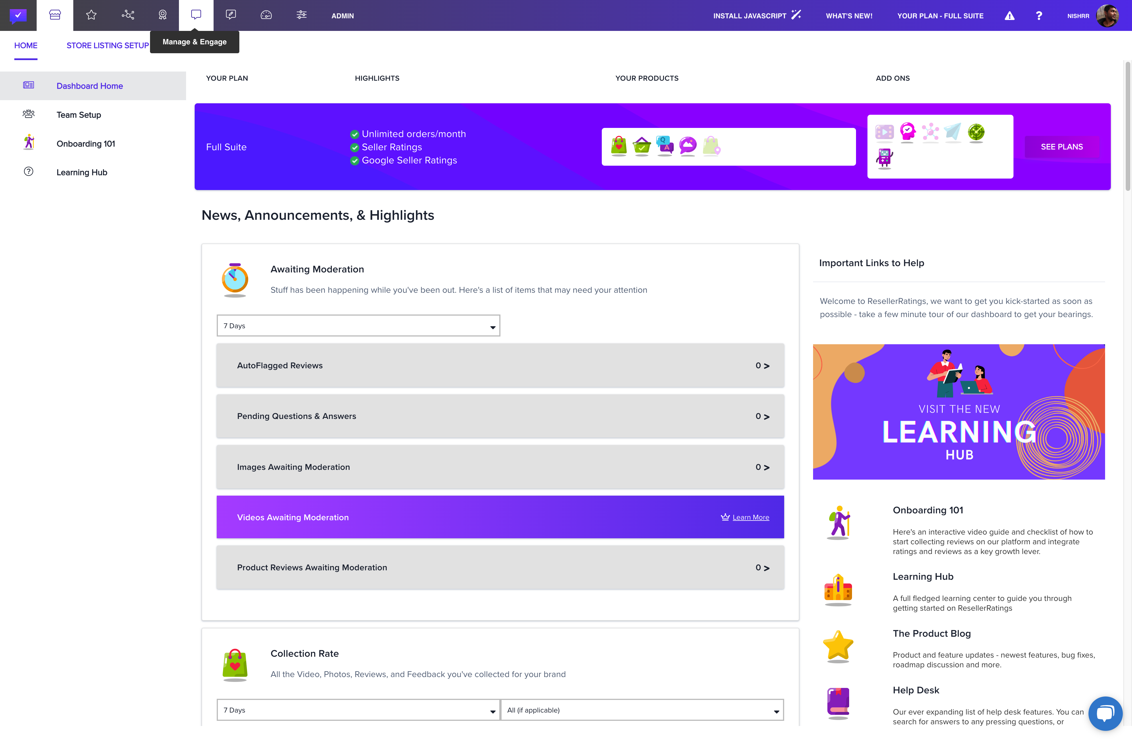 Click on Manage & Engage (resolution center)