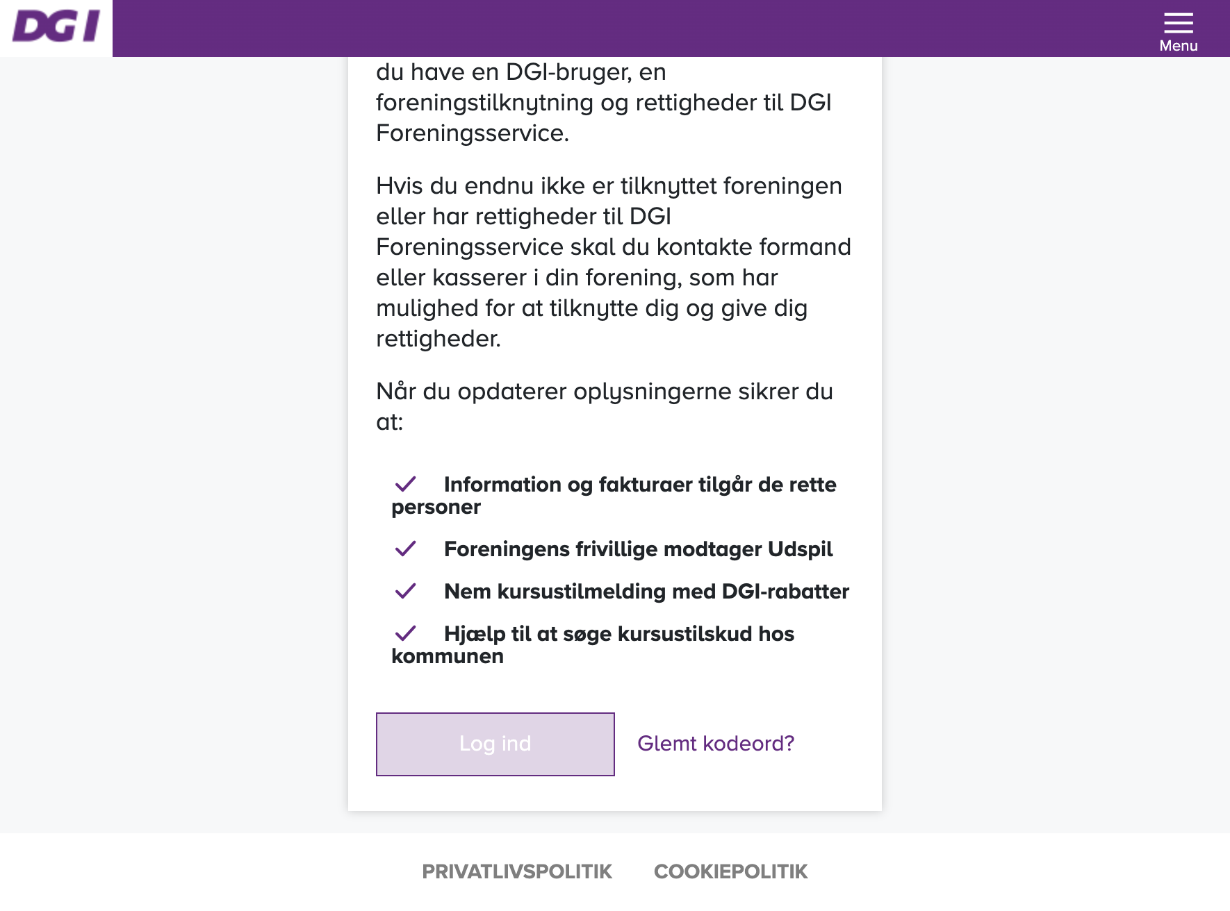Klik på "Log ind"