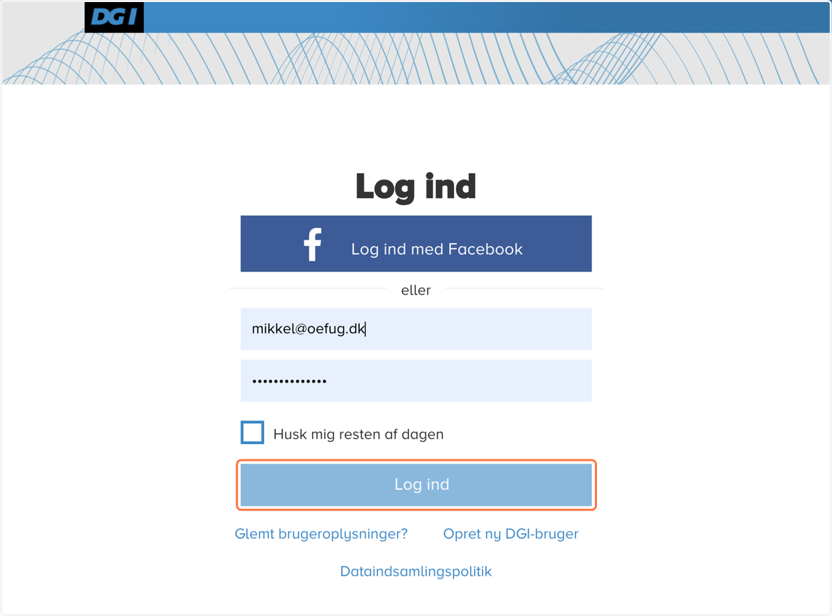 Klik på "Log ind"
