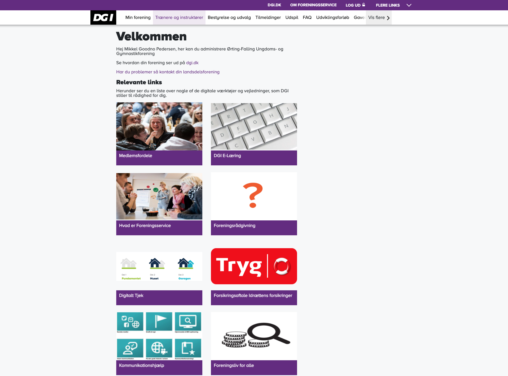 Klik på "Trænere og instruktører"