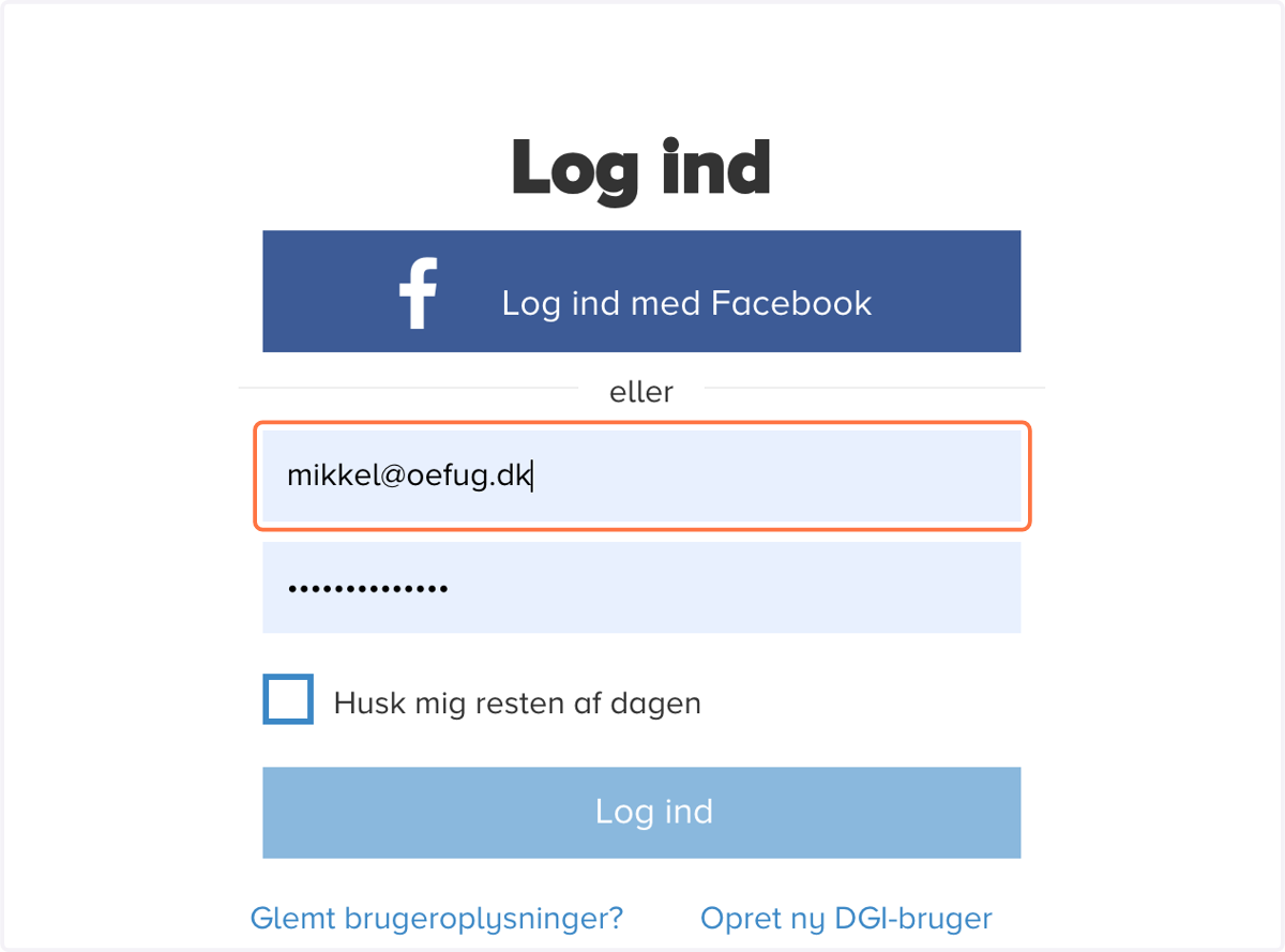 Skrive dine loginoplysninger