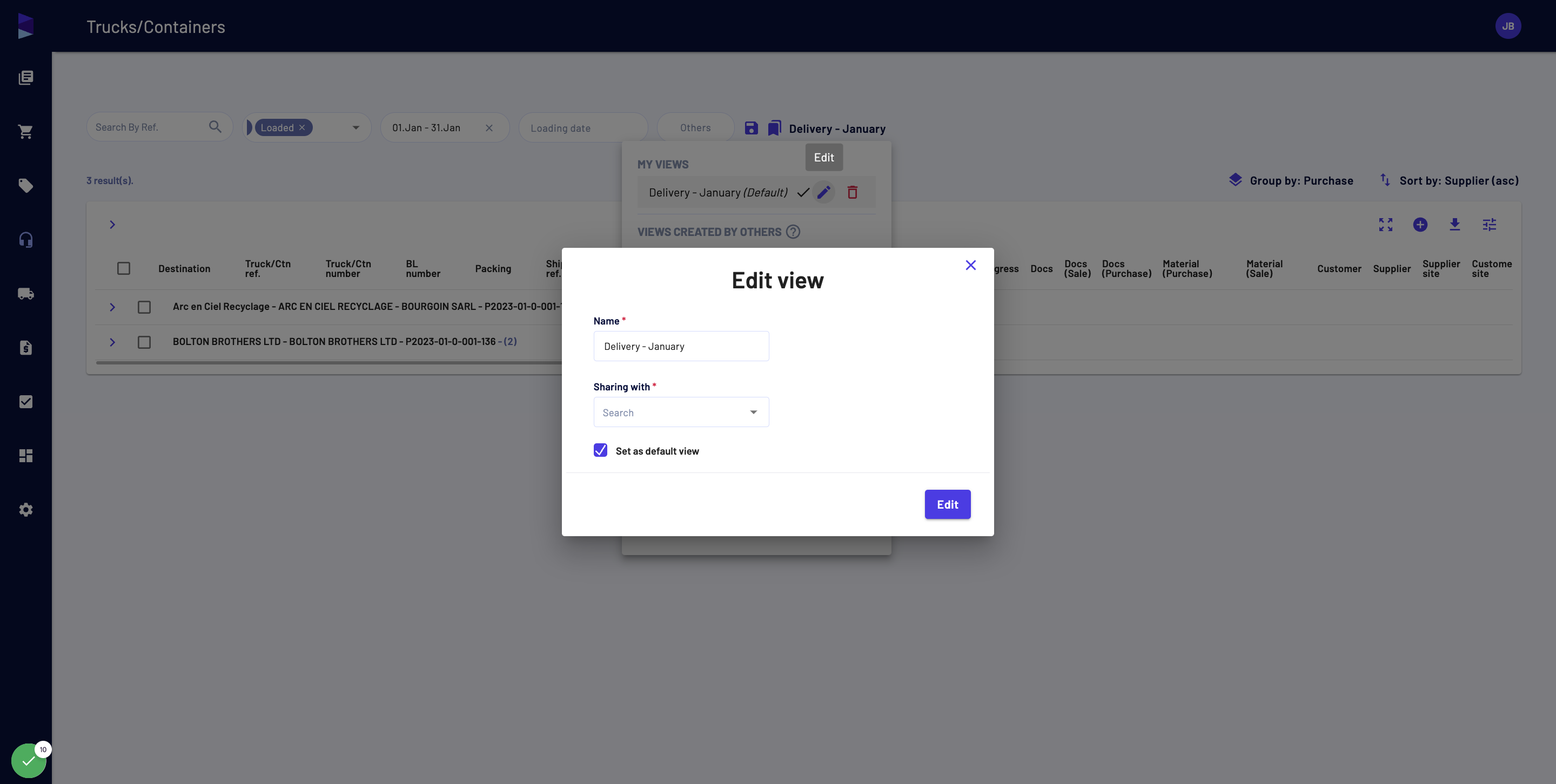 After having clicked on "Edit" you can change the parameters