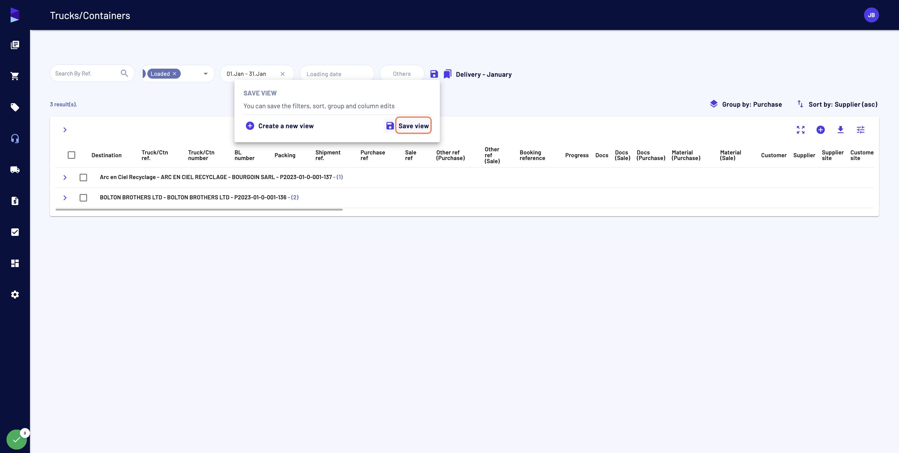 And now click on "Save view" in order to update the view currently selected