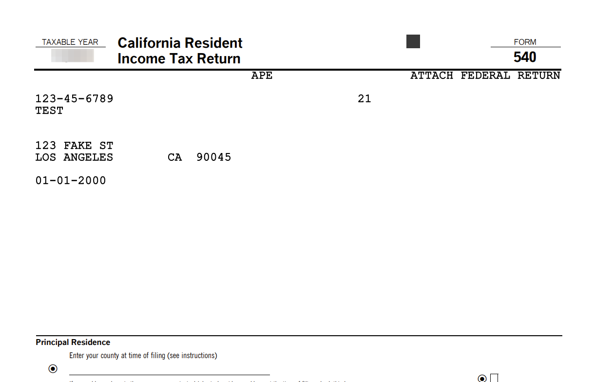 Extra Help: Confirmation of Birthday on CA Tax Return