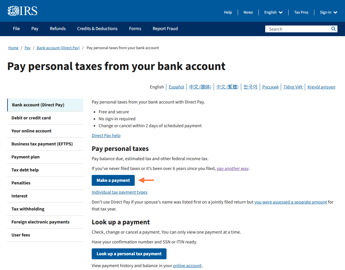 Click on Make a Payment