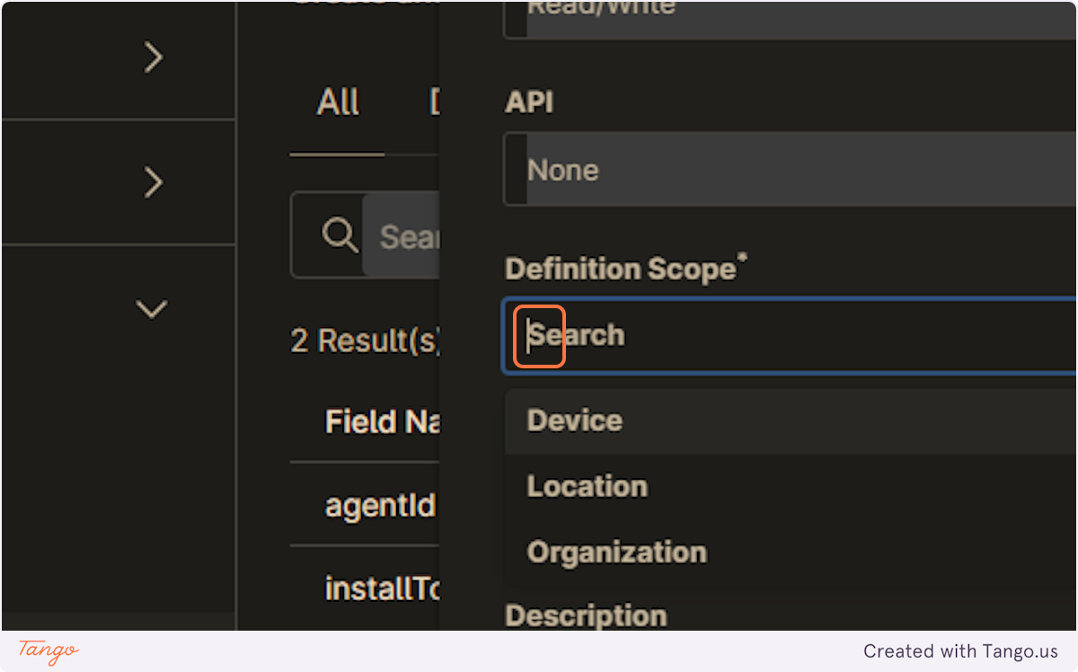 Set Definition Scope to Device