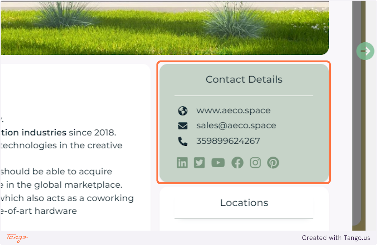 Once you open a Company's Profile, navigate to the Contact Details field and find the company's details such as email, phone number and website. You can contact this company by using its listed details.