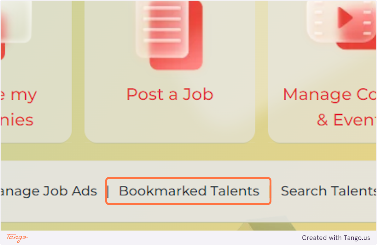 Click on Bookmarked Talents at the Bottom Right side of your dashboard.