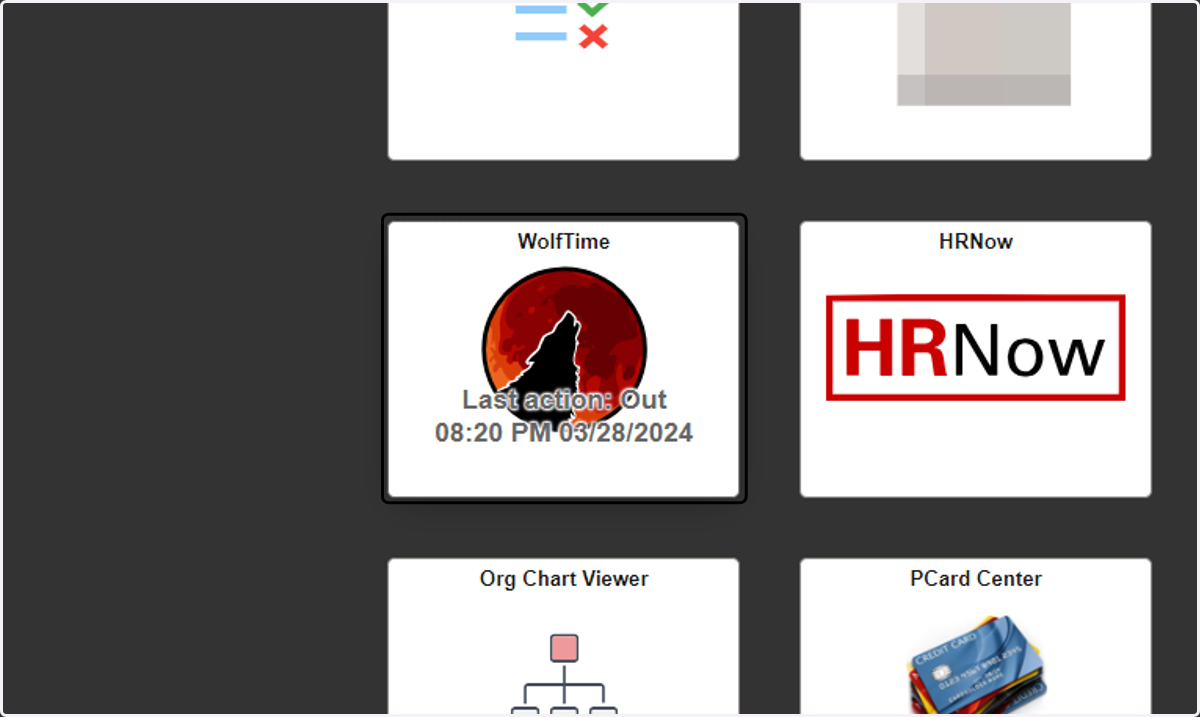 Navigate to the WolfTime tile