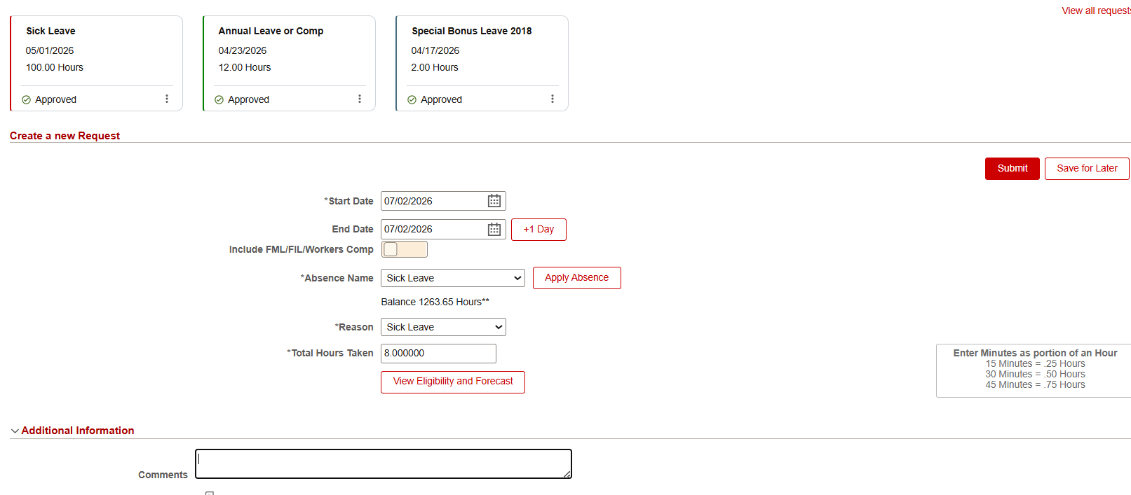 Click on View Eligibility and Forecast