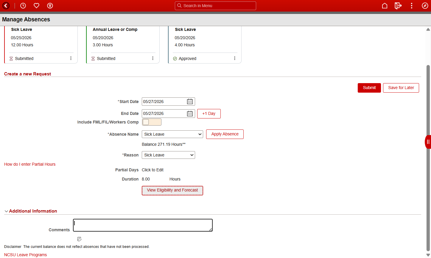 Click on View Eligibility and Forecast