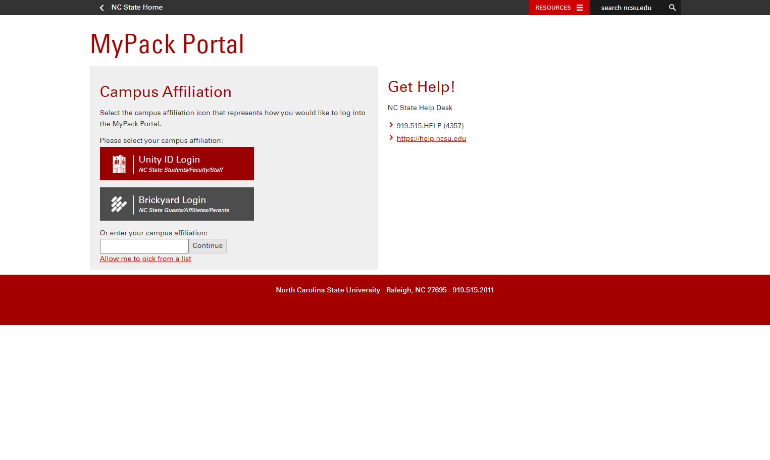 Login to MyPack Portal