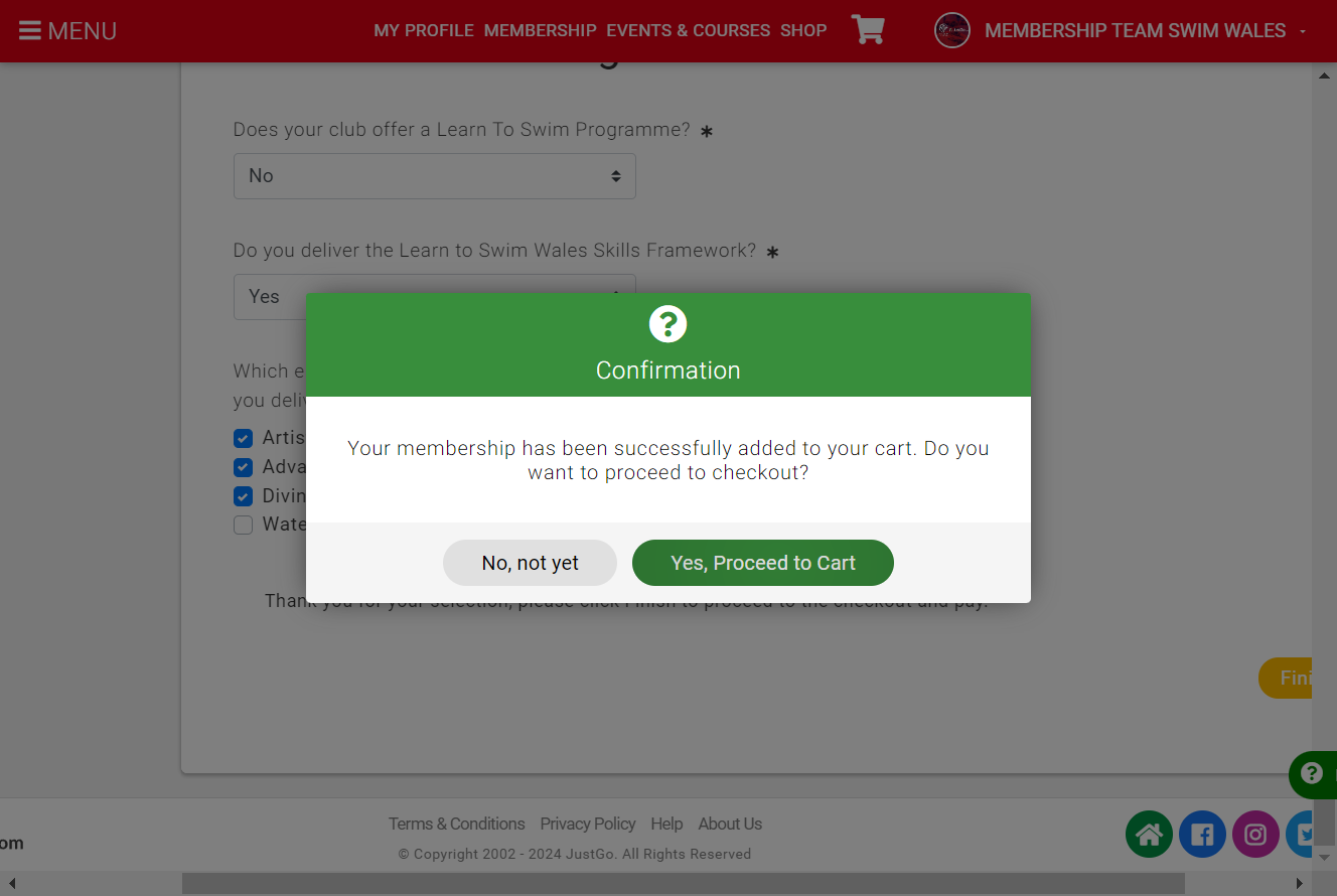 Click on Yes, Proceed to Cart