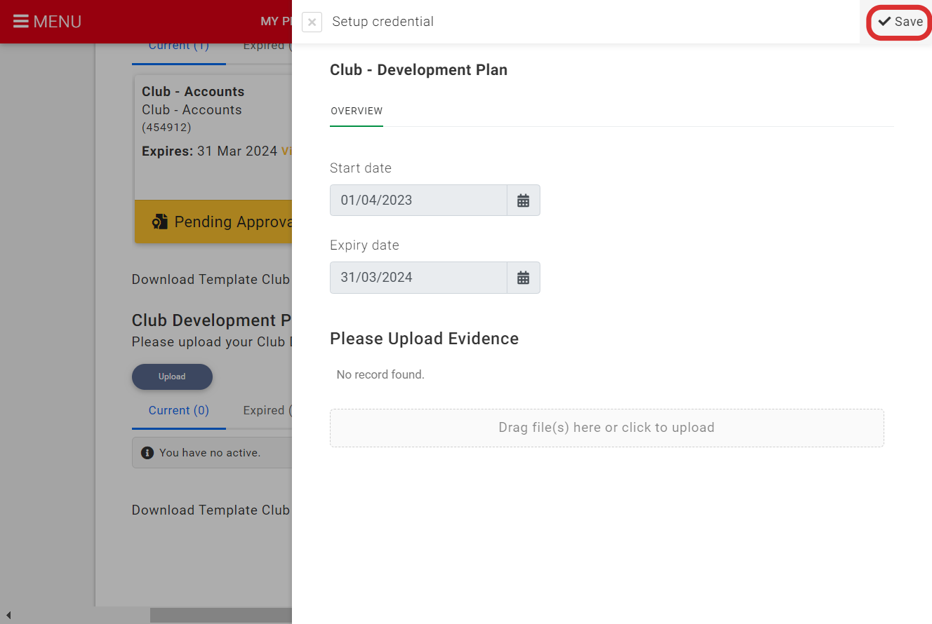 Upload your Development Plan