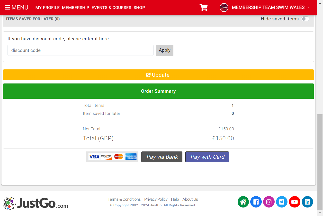Click on Pay with Card