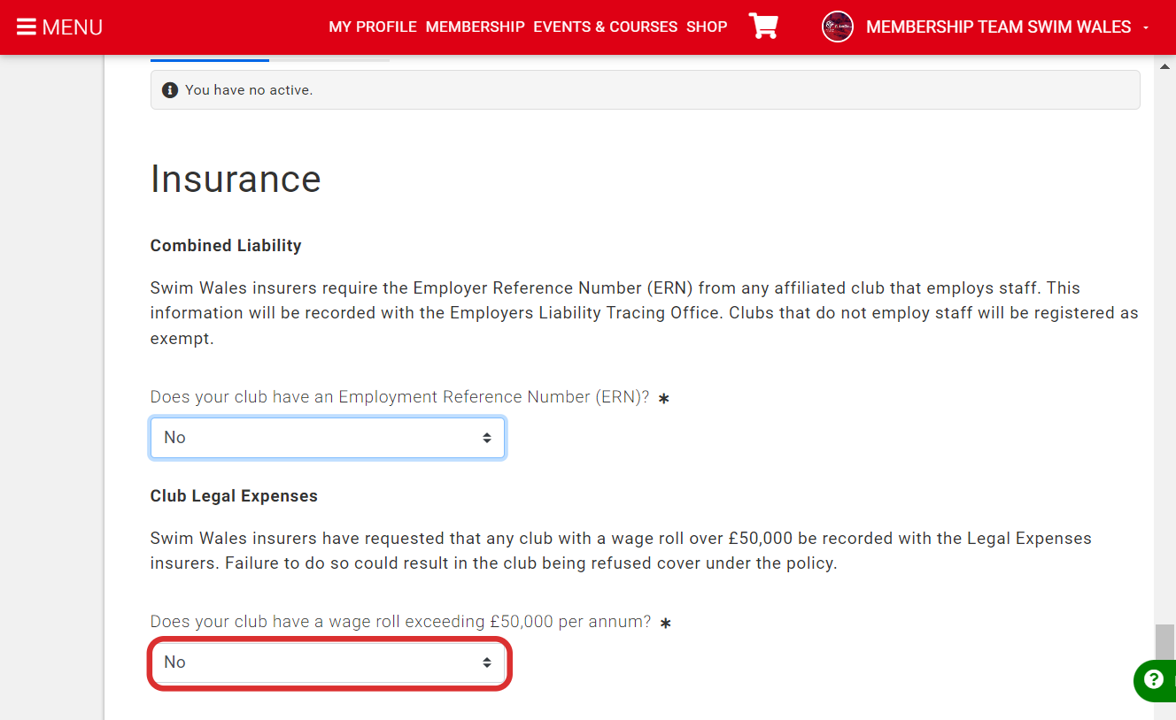 Complete the required insurance questions