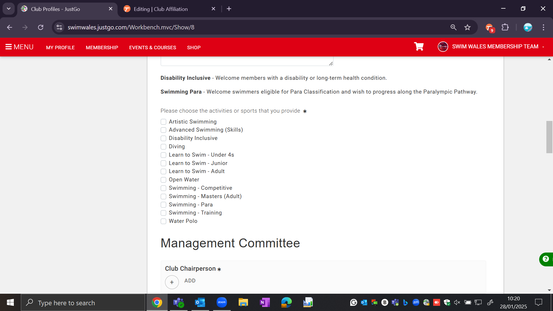 Choose the activities or sports that you provide