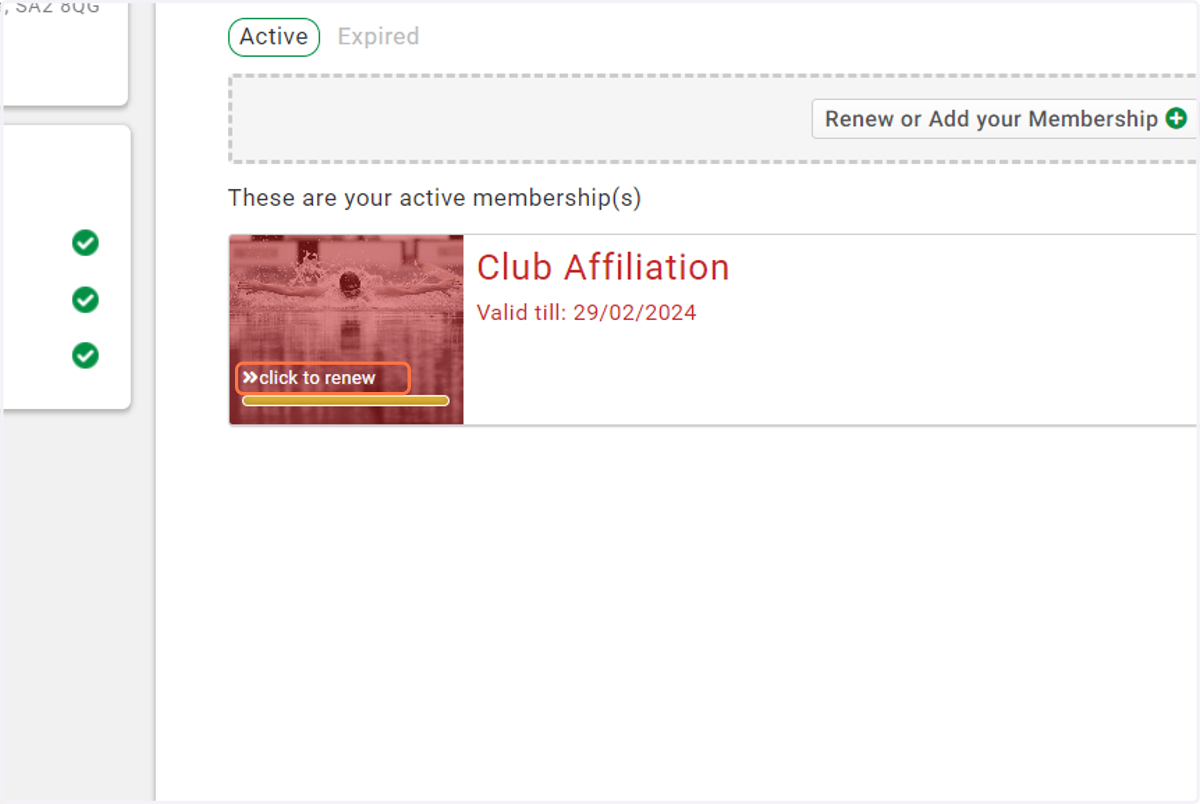 Select Click to renew